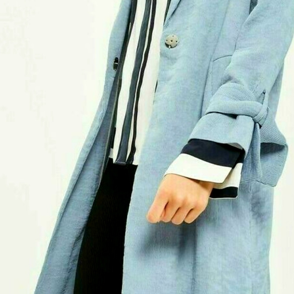 Topshop Duster Modern Trench Lightweight Relaxed Coat size 12 Blue